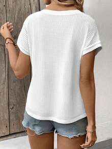 SHEIN Colorblock Short Sleeve T-Shirt, Casual Summer Holiday - Multicolor - View 2