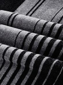 Officeau 男士红色加厚条纹羊羔绒针织衫，冬季长袖上衣 - 青碧色 - 查看 5