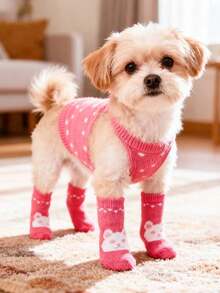 PETSIN Anti Slip Skid Bottom Lovely Puppy Dogs Pet Knits Socks Cute Pet Fashion Pets Dogs Socks For Cats Dog Toy Supplies - Multicolor - View 16