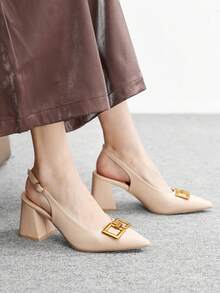 CUCCOO BIZCHIC Sepatu Hak Tebal Klasik Wanita Warna Burgundy, Serbaguna untuk Beraktivitas, Kencan, Pesta, Liburan, Pernikahan, Natal, Hari Valentine, dan Musim Semi. - Teh susu aprikot - View 7