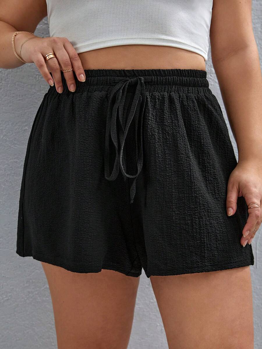 SHEIN VCAY Plus Solid Knot Waist Shorts