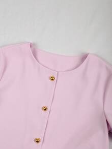 GlowEve 2pcs Women's Casual Short Sleeve Set, Elevated Style - Mauve Purple - View 6