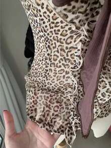 Glimmora Leopard Print Tie Front Puff Sleeve Shirt - Multicolor - View 6