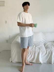 DAZY Bộ đồ ngủ mùa hè dành cho nam gồm áo thun và quần short - Nhiều màu - Xem 5