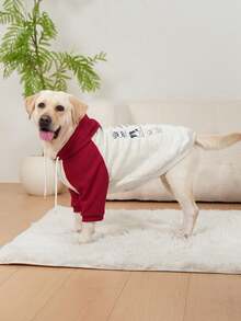 Pet Clothing, Dog Clothing, Large Dog Clothing, Dog Contrasting Clothing, Dog Thick Hoodie, Cat Clothing Suitable For Dogs Weighing 10 Pounds To 100 Pounds - Red - View 3