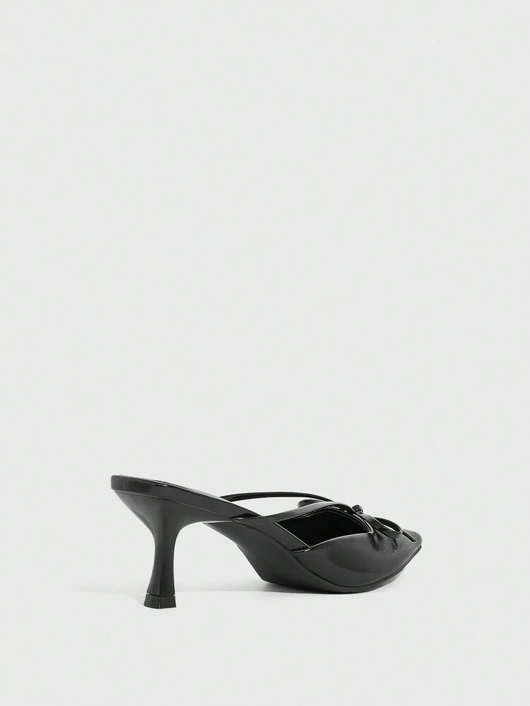 CUCCOO SZL Pointed Bow Stiletto Mule Shoes, Sweet And Elegant Style And Retro Modern Sense, The Details Of The Use Of Pointed Design, Bow Decoration, Stiletto And Mule Shoe Style, Function Can Add Feminine Charm, Easy To Wear And Take Off, Suitable For Dating, Afternoon Tea Or Urban Women's Daily Street Scenes, Suitable For Women Who Like Sweet Retro Style.