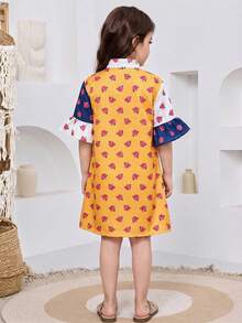 SHEIN Đầm dự tiệc dáng rộng, họa tiết hoa, phối nhiều mảnh, thích hợp cho bé gái. - Nhiều màu - Xem 2