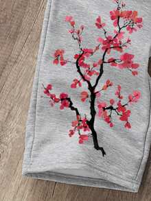 Manfinity Joysei 男士标准尺码梅花印花保暖直筒运动裤 - 淺灰色 - 查看 4