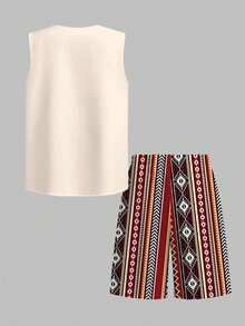 Tween Boy Casual Cartoon Pattern Shirt Set, Suitable For Spring/Summer - Multicolor - View 3