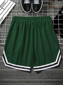 Manfinity LEGND Loose Men's Letter Graphic Striped Trim Drawstring Waist Shorts