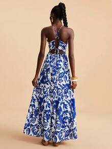 Travachic Women's Floral Print Halter Neck Casual Vacation Dress - Multicolor - View 2