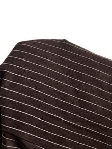 LYSMO 大码纯色条纹低腰纽扣装饰休闲复古阔腿裤，适合通勤、休闲外出和办公穿着，春秋季条纹女式工作裤 - 咖啡棕 - 查看 7