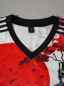 ROMWE MEN Anime 男士中国龙印花棒球T恤，短袖，夏季 - 彩色 - 查看 2