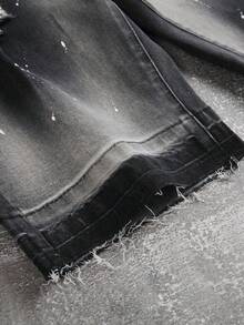 Manfinity EMRG 男士口袋做旧阔腿宽松休闲百搭牛仔短裤 - 灰色 - 查看 7