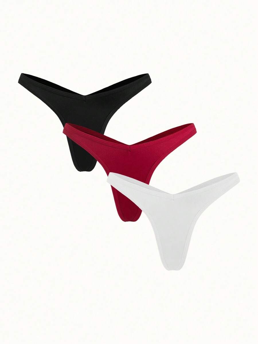 Bonmuse 3件套女士无缝纯色丁字裤 - 彩色 - 查看 1