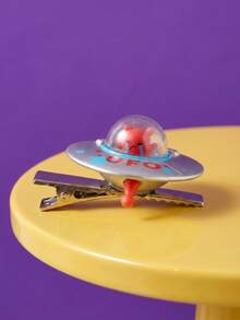 Joivida Unique 3D Alien Spaceship Hair Clips Cute UFO Hair Clips Funny Handcrafted Quirky Hair Accessories
