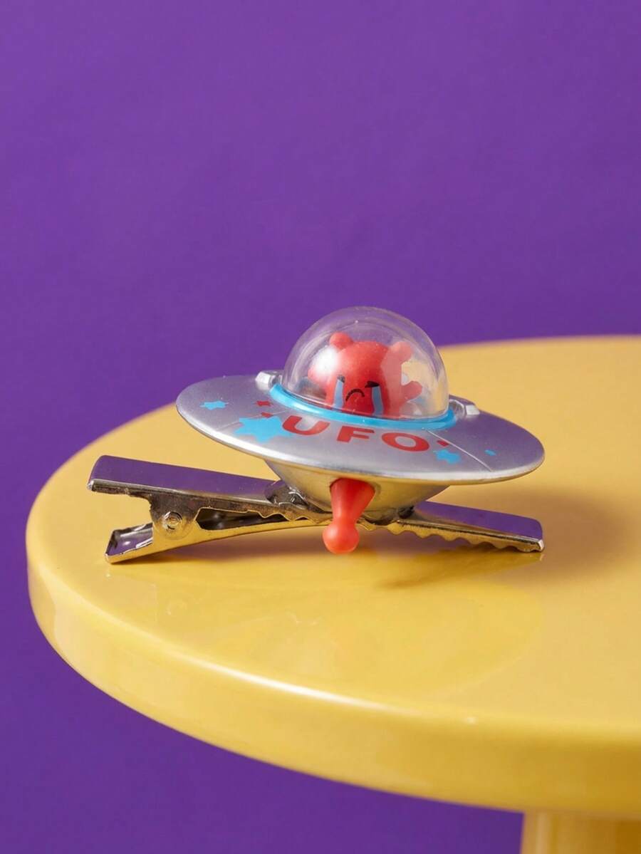 Joivida Unique 3D Alien Spaceship Hair Clips Cute UFO Hair Clips Funny Handcrafted Quirky Hair Accessories