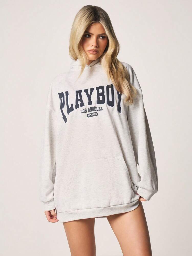 Missguided x Playboy Robe-sweat oversize avec imprimé logo devant et design graphique de lapin au dos, manches longues