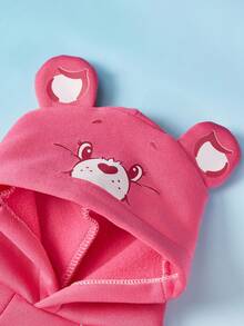 Care Bears X PETSIN 1pc Cute Bear Face Love Lock Printed Pet Hat Hoodie Rose Red Valentine's Day Autumn/Winter Thick Warm Pet Clothes