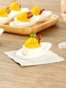 5-100pcs Egg Shaped Mini Appetizer Plates, Reusable Sugarcane Slag Egg Shaped Seasoning Bowls, 3 Inches, Cake/Salad/Dip Tasting Plates, For Weddings, Parties, Birthday Parties, Outdoor Camping, BBQ - Multicolor - View 5