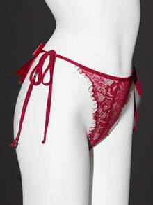 SHEIN 情人节红色蝴蝶结蕾丝性感内裤