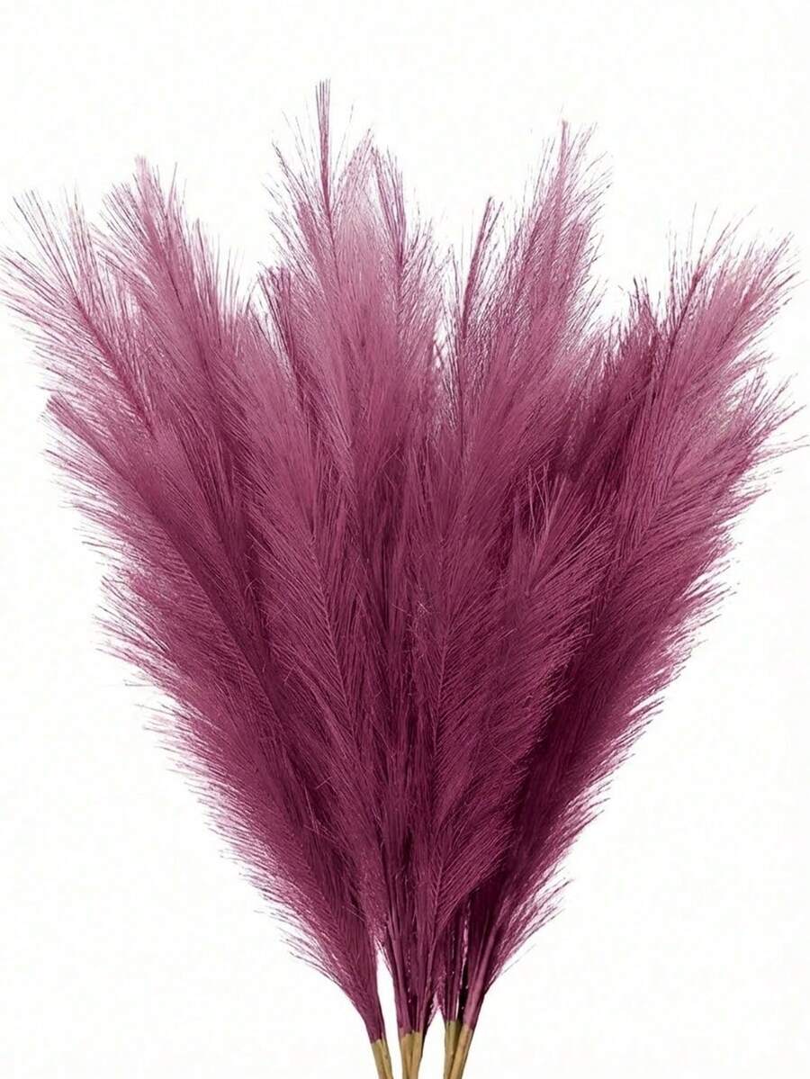 10pcs/20pcs- Artificial Reeds 55cm/21.65in High Fake Pampas Grass Faux Plume Branch For Floor Vase Filler, Home Kitchen Bohemian Decor, Room Decoration, Wedding Party Decoration, Valentine's Day Decoration (Reddish-Brown), Valentine Day, Gift Gifts Birthday Graduation,Fall Decor,Autumn,Fake Plants - reddish brown - View 1