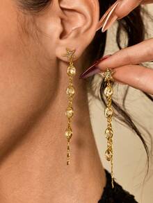 Glisma Bông tai tua rua hình ngôi sao mạ vàng 18K thích hợp để đeo hàng ngày, mùa hè, đi biển, lễ hội, tiệc tùng, dạ hội, trang sức phương Tây, phong cách cổ điển, đính đá quý, dành cho mẹ/phụ nữ/bé gái/người mẹ, cao cấp (màu hạt được phối ngẫu nhiên). - Trong sáng - Xem 2