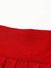 Sweetra 浪漫中国风印花褶皱长款宽松复古喇叭裙