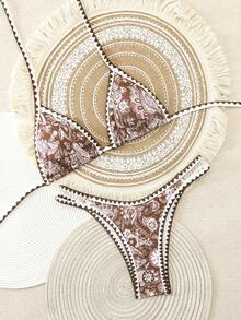 Swim Vcay 2026新款春夏女士两件套随机印花三角比基尼泳裤及沙滩度假休闲比基尼套装 - 彩色 - 查看 1