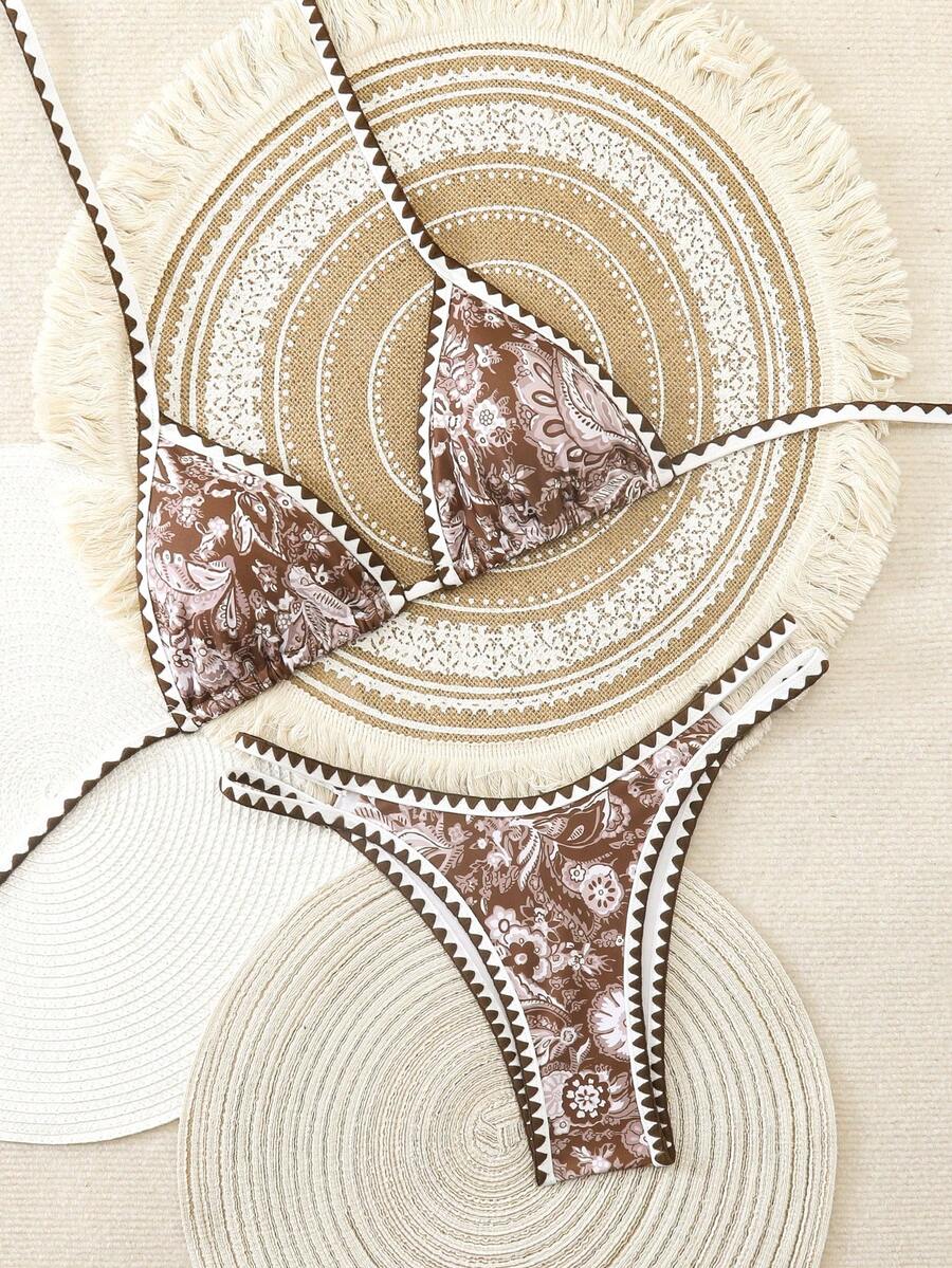 Swim Vcay 2026新款春夏女士两件套随机印花三角比基尼泳裤及沙滩度假休闲比基尼套装 - 彩色 - 查看 1