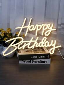 Happy Birthday Acrylic Neon Letters, LED Light Up Party Decor, Perfect Gift For Friends Family Lovers, Ideal For Birthday Holiday Surprise Celebration - Multicolor - View 2