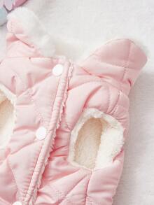 PETSIN 1件装二合一可爱保暖内衬宠物外套，带牵引绳，适合秋冬季穿着 - 粉色 - 查看 8