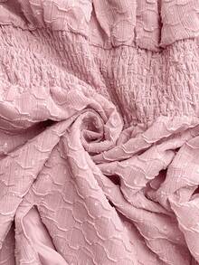 Vionelle 大码提花纹理情人节层叠蛋糕裙，适合春秋季节穿着，灯笼袖连衣裙，长袖夏季连衣裙，粉色荷叶边连衣裙，荷叶边层叠连衣裙，粉色长袖连衣裙，女装 - 粉色 - 查看 9