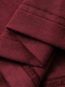 DAZY Stickad topp med knytning framtill, volangkant och vida byxor för kvinnor, pyjamasset - Bourgogne - Visa 9