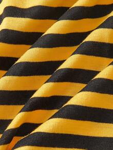ROMWE Striped & Lace Patchwork Fitted Camisole - Yellow - View 4