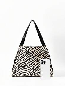 Maija Ladies, Women Shoulder Bag, Hobo Bag, Cow Print, Animal Print, Fashionable, Elegant, Simple, Personalized, Versatile, Classic, For Commute, Office, Date, Daily, Shopping, Afternoon Tea - Black - View 4