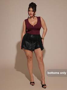 SHEIN BAE 大码女式Y2K酷炫短裙，适合节日、派对等场合，Y2K风格女式短裤 - 黑色 - 查看 2