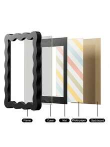 1 pieza Marco de fotos de cartulina de onda de la serie arcoíris, decoración para sala de estar, puede usarse como regalo de cumpleaños, regalo de boda, decoración de mesa Rama, regalo de inauguración de la casa, artículos esenciales para dormitorio, decoración de B&B (sin papel fotográfico) - Multicolor - Ver 6