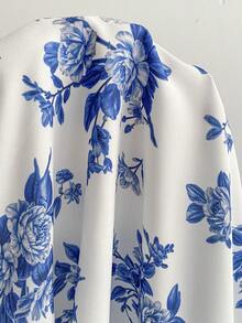 Soleia Áo kiểu Bohemian Boho cổ yếm hở lưng in hoa lãng mạn, xếp ly, thích hợp cho nữ, mùa xuân/hè. - Màu xanh lam - Xem 6