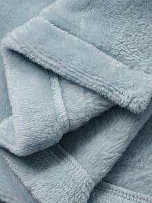 DAZY Women's Plush Contrast Color Ruffle Trim Bathrobe, Winter - Blue - View 7