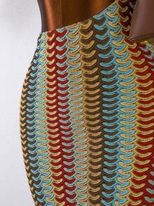 Bonvoyette Spring/Summer Knit Jacquard One-Shoulder Wireless Women Beach Vacation Viral Long Dress Coverup - Multicolor - View 6