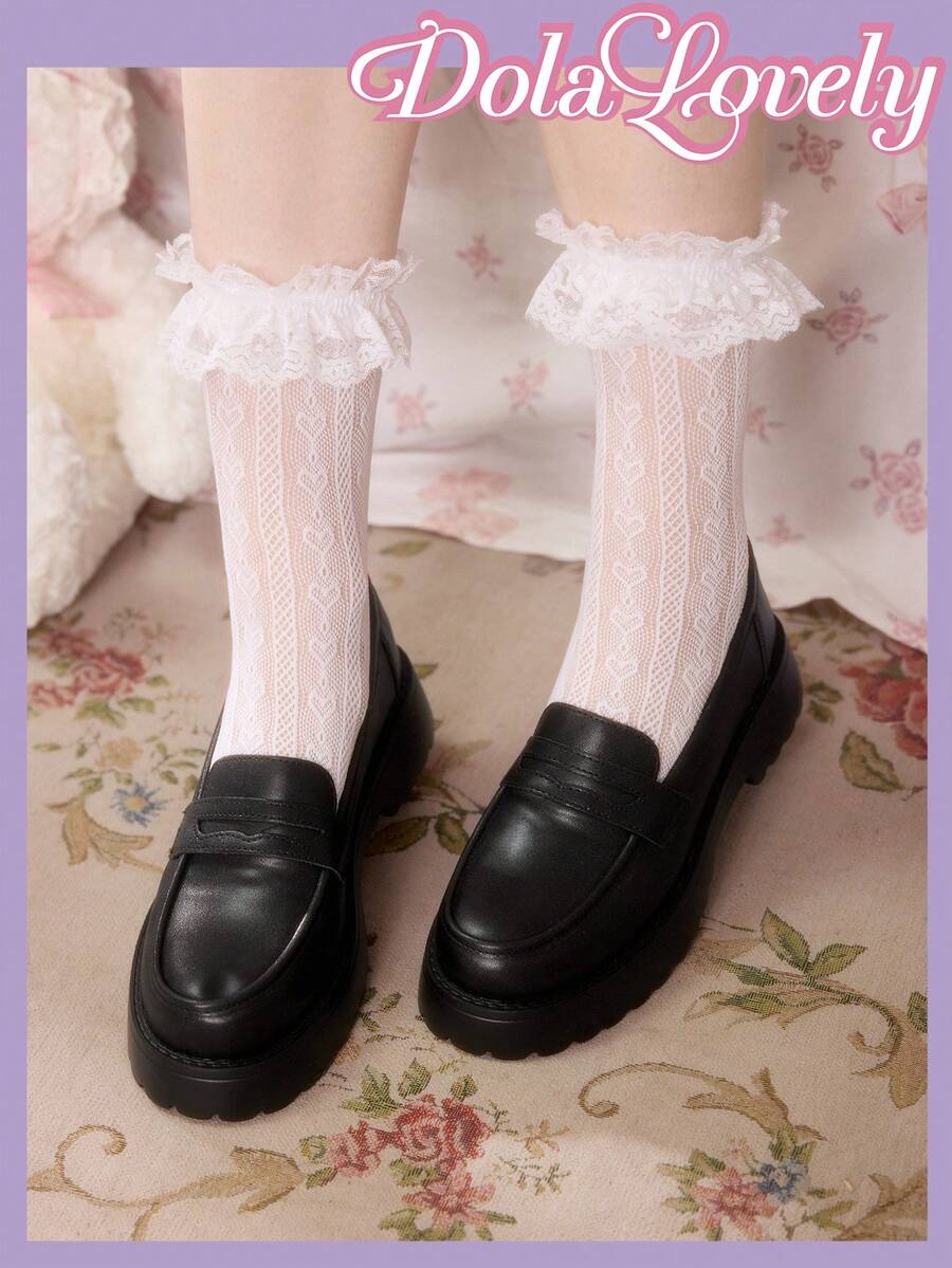 Dola Lovely Women's Fashion Versatile Wedge Platform Loafer , Black Shoes Sorceress Halloween Spring Shoes Spring Break Easter