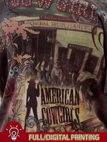 Glimmora 女士字母印花斜肩短袖宽松时尚T恤 - 彩色 - 查看 4