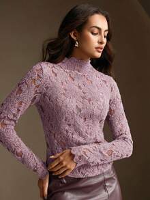 Anewsta 1 chiếc áo thun dài tay co giãn, màu trơn, kiểu dáng thanh lịch dành cho nữ. - Hồng - Xem 6