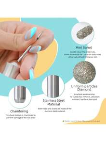 Cuticle Cleaning Drill Bit, Professional Diamond Nail Drill Bit, Used For Cleaning Cuticle Dead Skin And Preparing Nails, Bidirectional Rotation, Nail Salon Supplies - Multicolor - View 6