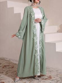 Al Najma Elegant Embroidered Long Sleeve Abaya Robe For Women
