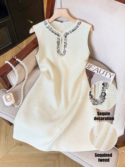 GlowEve 无袖优雅亮片女士时尚迷你连衣裙