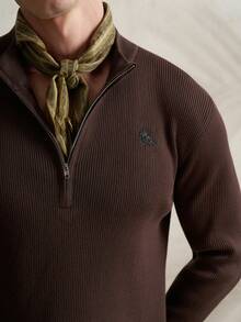 Airaco Men's Knight Embroidery Retro Minimalist Old Money Style Slim Fit Turtleneck Sweater - Coffee Brown - View 2