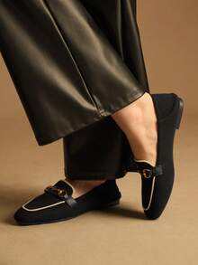 Rosivie Retro Schnallen Dekor Flache Schuhe für Frauen, vielseitig & elegant, Frühling/Sommer, Britischer Stil für Weihnachten - Schwarz - Übersicht 4