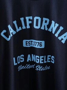 青少年男孩字母印花短袖T恤和格子裤睡衣套装 - 彩色 - 查看 3